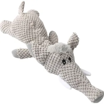 Hračka pro psa Pískací plyšová hračka pro psa šedý slon 40 cm interaktivní odolná žvýkací hračka z polyesteru a bavlny pro malé a střední psy