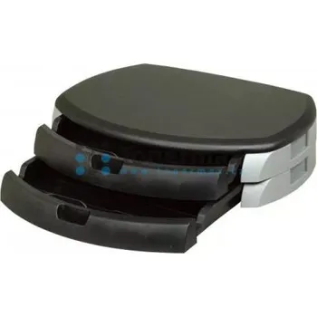Držák PC Podstavec pod monitor, černý, dřevo-plast, 2 zásuvky