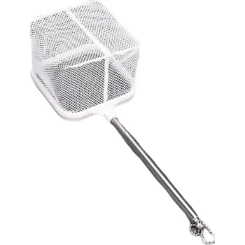 Rybářský podběrák z nerezové oceli 21–46 cm Teleskopická síť 8 cm Hloubka 5 cm Pro lov ryb a krevet v akváriu a nádržích na ryby bílá