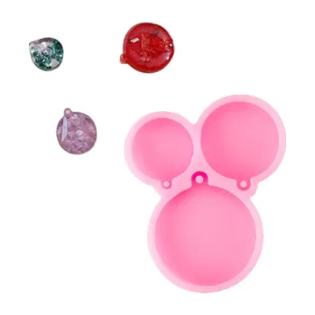 Růžová silikonová forma 3 kulaté tvary 6,3 x 5 cm na odlévání z pryskyřice Výroba přívěsků klíčenek šperků a originálních dekorativních ozdob