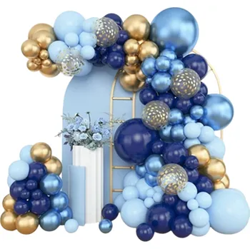 Sada na girlandu 111 ks Metalické modré a zlaté balónky s doplňky Výzdoba na oslavy a párty Dekorace pro narozeninové večírky