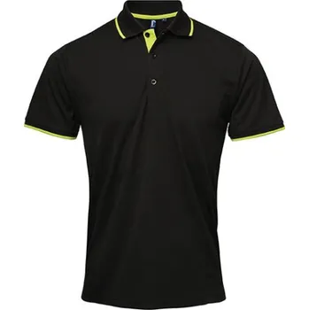 Pánské tričko Premier Workwear Pánské funkční polo triko PR618 Black-Lime -ca. Pantone 382 S