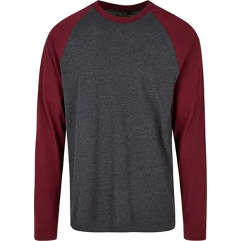 Build Your Brand Pánské tričko BYBB023 Charcoal-Cherry 5XL