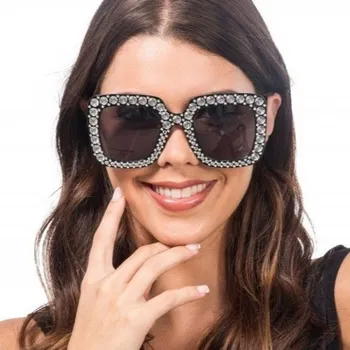 Karnevalový doplněk CHAKS Brýle černé s kamínkovým lemováním