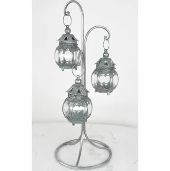Svícen Retro kovový stojan s lucernami