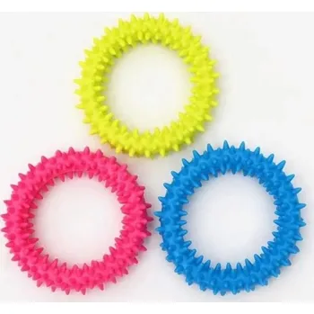 Hračka pro psa Gumový kroužek pro psy s masážními hroty žvýkací hračka 9,5 cm 1 ks náhodná barva růžová modrá žlutá
