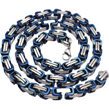 Náhrdelník Řetízek z chirurgické oceli Be Hard Modrý 8 mm - Délka 55 cm