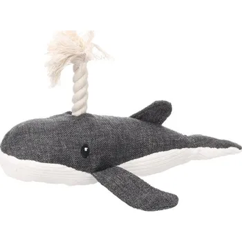 Hračka pro psa Hračka FLAMINGO plyš - Flipper velryba šedá (S) 22,5x18x13cm