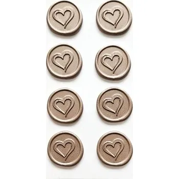 Výtvárné potřeby Vosková samolepicí pečeť - srdce, růžové, 8 ks