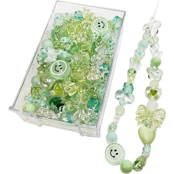 Akrylové korálky 30 g Barevné plastové korálky pro výrobu šperků Náramky Náhrdelníky Kreativní tvoření DIY Dekorace zelená
