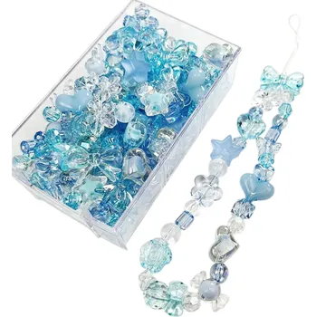 Akrylové korálky 10 g Barevné korálky pro výrobu šperků a náramků Korálky na navlékání pro kreativní tvoření a ruční práce modrá