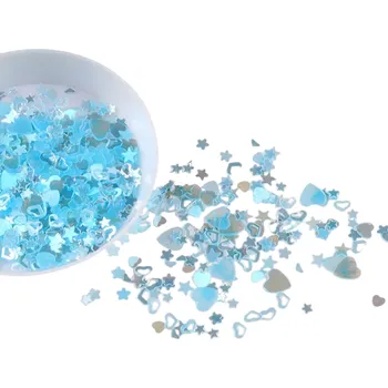 Flitry srdíčka a hvězdičky 10 g Lesklé třpytky na nehty Dekorační konfety na tvoření Ruční práce DIY zdobení kosmetika modrá