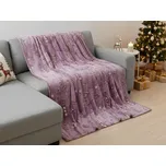 Svítící vánoční mikroplyšová deka PAINTY CHRISTMAS, vínová 150 x 200 cm