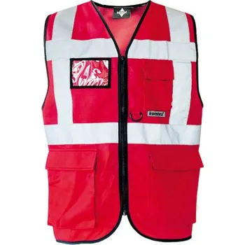 Korntex Berlin Multifunkční reflexní vesta na zip KX802 Red L