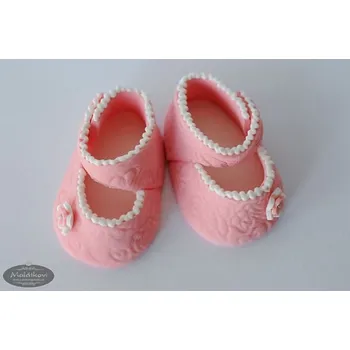 Jedlá dekorace na dort Cukrová dekorace na dort – dětské papučky růžové