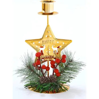 Svícen Blancheporte Svícen s hvězdou a větvičkou zelená/zlatá