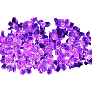 Solární řetězová světla 5 m 20 LED Třešňové květy Voděodolná venkovní dekorace pro svatby zahrady večírky vánoční výzdobu v různých barvách fialová