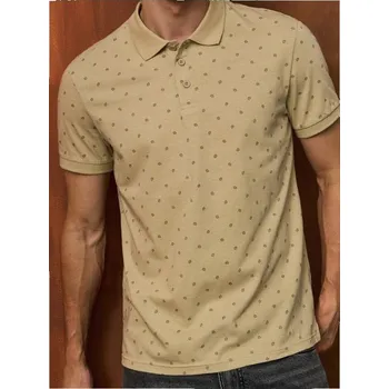 Pánské tričko Sinsay - Vzorované polo - béžová - 610EY-80X - 610EY-80X-3XL