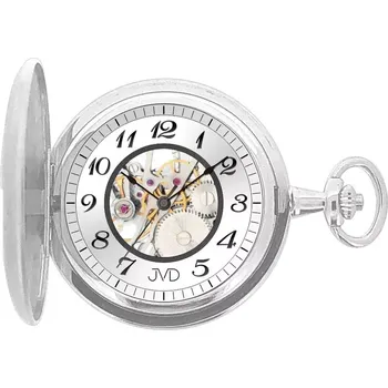 Hodinky JVD Mechanické luxusní čitelné stříbrné kapesní hodinky JVD LK16 (POŠTOVNÉ ZDARMA!!)
