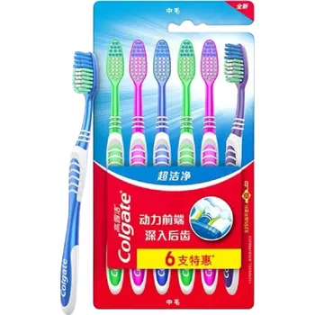 Zubní kartáček Sada 6 zubních kartáčků pro muže a ženy Jemné měkké a střední štětiny Rodinné a cestovní použití Čištění zubů i zadní části úst 18,5x2,8cm