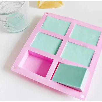 Nádoba na led Silikonová forma na odlévání mýdla a svíček Obdélníkové a čtvercové tvary 6 přihrádek pro domácí výrobu dekorací