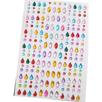 Tetování 1 list barevných kamínků a kapek na obličej Samolepicí šperky 3 4 5 mm Mix pro svatební líčení Večírky Festivaly a kreativní make-up