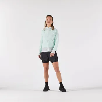 Dámská větrovka KIPRUN Dámská běžecká větruodolná bunda Run 900 Wind 44 MODRÁ|ZELENÁ