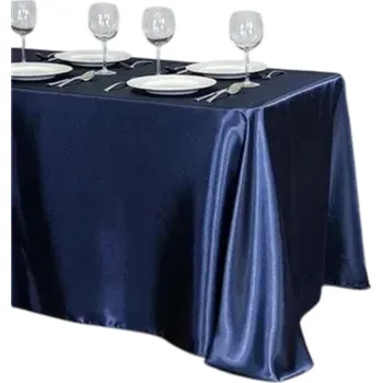 ubrus Jednobarevný saténový ubrus 145 x 304 cm Lesklý hladký ubrus na extra dlouhý stůl Dekorace na svatby a hostiny Různé barvy tmavě modrá