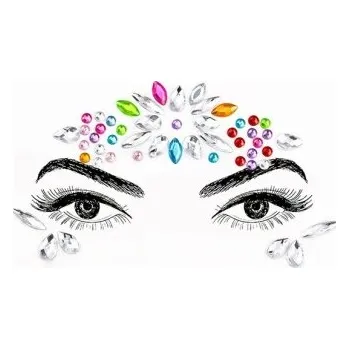 Tetování 3D barevné samolepící kamínky na obličej Festivalové dekorace pro líčení s krystaly a drahokamy nad oči na čelo i pod oči