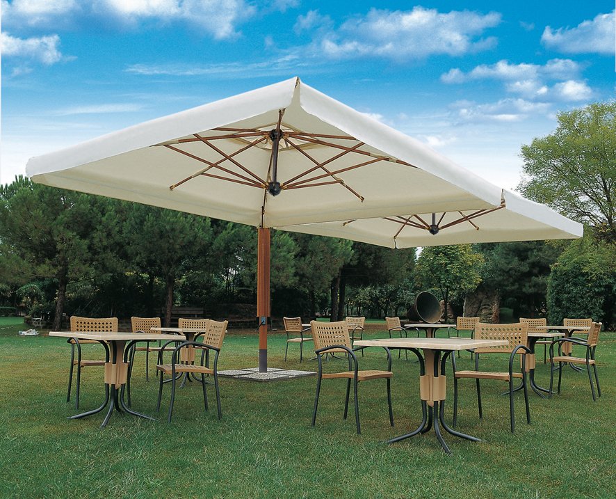 Slunečník SCOLARO Wood Double 3,5 x 7 m