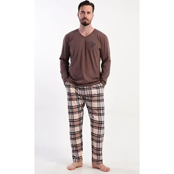 Pánské pyžamo Pánské pyžamo dlouhé Paul - hnědá - M