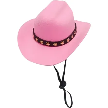 Obleček pro psa Kovbojský klobouk pro psy a kočky s hvězdou Nastavitelná pokrývka hlavy Western kostým pro domácí mazlíčky Chovatelské potřeby 13,5x11x6 cm růžová