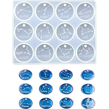 Silikonová formička na pryskyřici 11,5 x 8,1 cm Forma na odlitky kulaté destičky s motivem hvězdné oblohy Ruční tvoření přívěsky