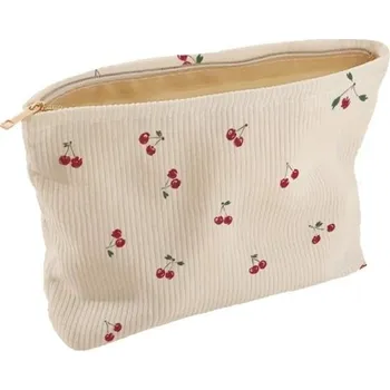 Cestovní taška Make-up taštička s třešňovým potiskem 26 x 18 cm Manšestrová kosmetická kabelka na zip Multifunkční dámská úložná cestovní toaletní taška