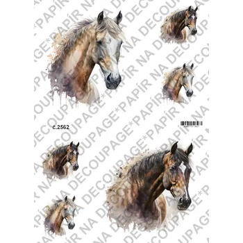 Umělecký papír Rýžový a soft papír na decoupage - Koně - KB2562 Materiál: Soft, Rozměr: A4