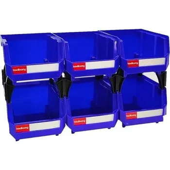 Autodílna Sada 6 kusů plastová stohovatelná krabice 13x10x8 cm úložný box na šroubky dílnu hračky kancelář organizér s příslušenstvím modrá