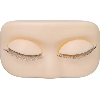 Mini tréninková hlavice 79 x 46 mm z měkkého PVC Cvičná hlava na prodlužování řas s odnímatelnými víčky Praktický kosmetický model růžová