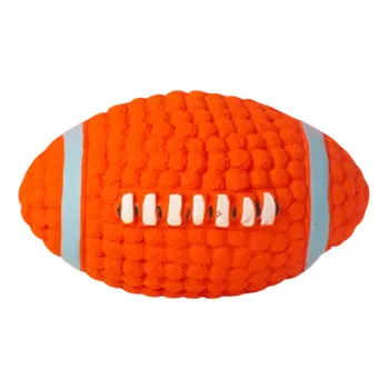Hračka pro psa Latexová pískací hračka pro psa ve tvaru rugby míče 9 cm interaktivní kousací míček na čištění zubů
