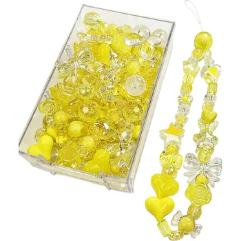 Akrylové korálky 30 g Barevné plastové korálky pro výrobu šperků Náramky Náhrdelníky Kreativní tvoření DIY Dekorace žlutá
