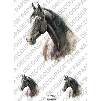 Umělecký papír Rýžový a soft papír na decoupage - Koně - KB2563 Materiál: Soft, Rozměr: A4