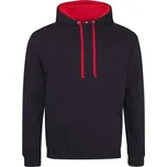 Just Hoods Unisex mikina s kapucí JH003 Jet Black-Fire Red XS