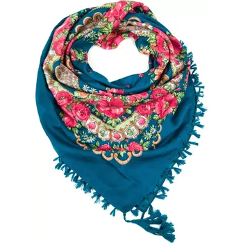Šála ArtOfPolo Lidová Folk šála 100cm Safírová