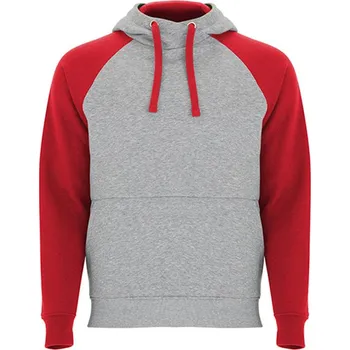 Pánská mikina Roly Badet Unisex mikina s kapucí SU1058 Heather Grey 58-Red 60 L