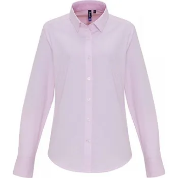 Dámská košile Premier Workwear Dámská košile oxford s dlouhým rukávem PR338 White-Pink -ca. Pantone 1895 XS