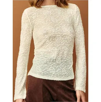 Dámská halenka Sinsay - Halenka s dlouhými rukávy - krémová - 735EU-01X - 735EU-01X-M