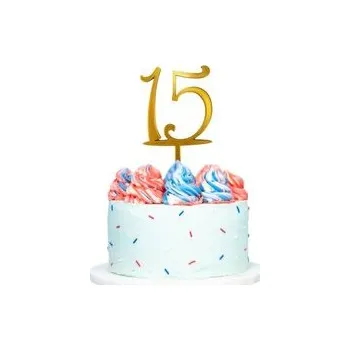 Dortová svíčka Číslo 15 Fialová