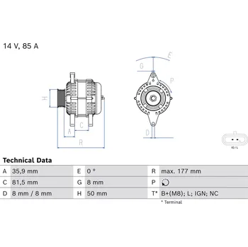Alternátor generátor BOSCH (0986086400)