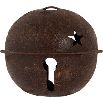 Vánoční dekorace Hnědá rezavá kovová dekorace rolnička S - Ø 5*4 cm