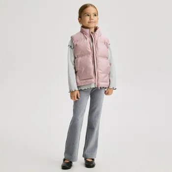 Dívčí kalhoty Reserved - Žebrované rozšířené legíny - světle šedá - 973FF-09X - 973FF-09X-116