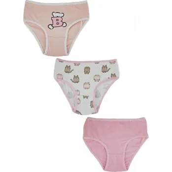 Dívčí bavlněné kalhotky, Cat - 3ks v balení, růžovo/bílé, vel. 134/140 cm, Velikost koj. oblečení 134-140 (8-10r)